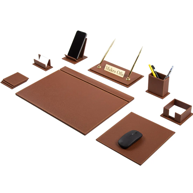 Office Desk Organizer Set Pu Leather Mouse Pad