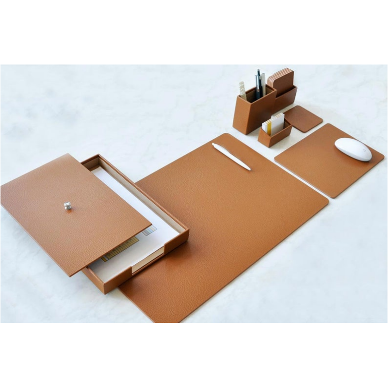 Brown Desk Mat Paper File Storage Pen Holder Mouse