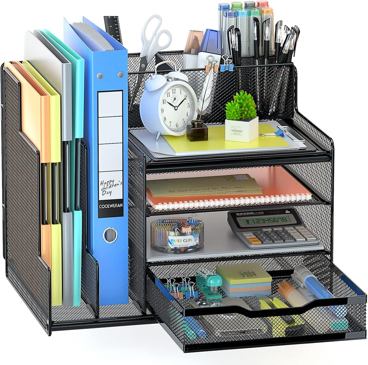 Metal Desk Organizer With Sliding Drawers Office Supplies Accessories